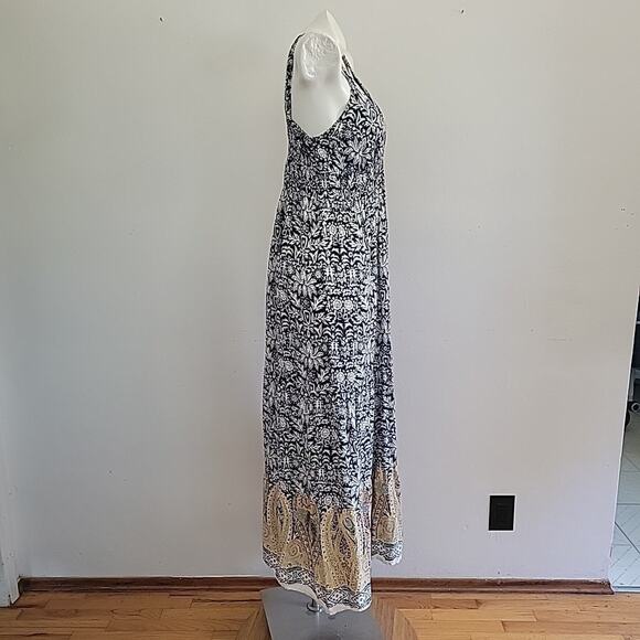 Ellen Parker Sleeveless Floral Maxi Dress V Neck Boho Cottagecore Hippie Peasant - Picture 4 of 9